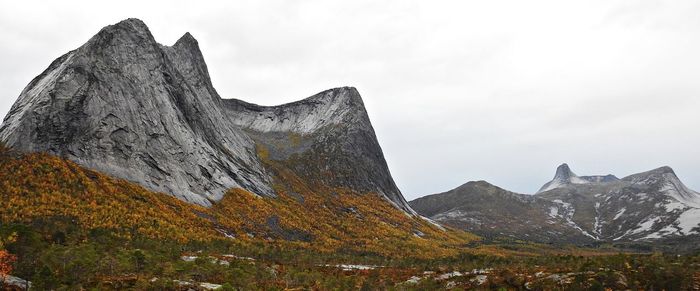 Scenic view of mountain range against sky