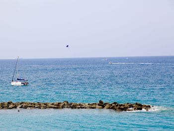 Scenic view of sea against clear sky