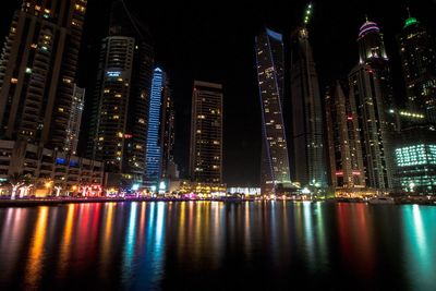 Illuminated city at night