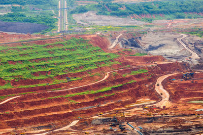 High angle view of agricultural field