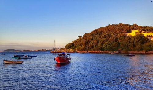 Boats in calm sea