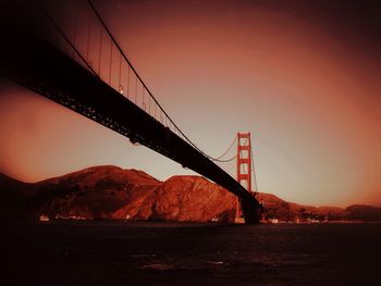 Suspension bridge at dusk