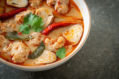 Close-up of food in bowl on table