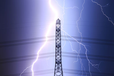 Low angle view of electricity pylon against sky
