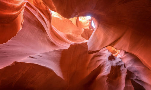 Low angle view of red sandstones at lower antelope canyon