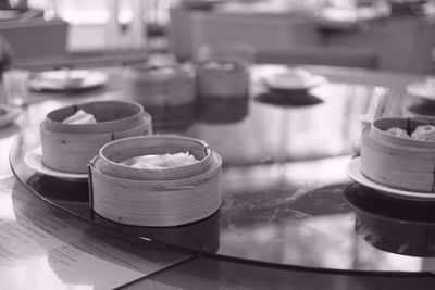 Close-up of tea cup on table