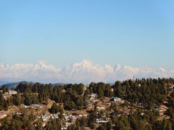 High angle view of townscape against sky