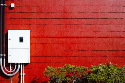 Red wall of building