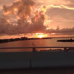 Scenic view of sea at sunset