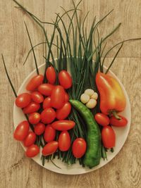 High angle view of tomatoes on table