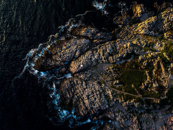 Aerial shot of rocky coastline