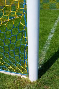 High angle view of soccer field