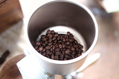 High angle view of coffee beans