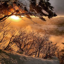 Scenic view of sunset over sea