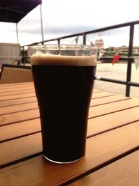 Close-up of beer on table