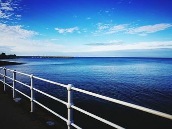 Scenic view of sea against blue sky