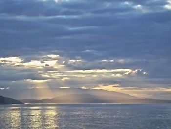 Scenic view of sea against sky at sunset