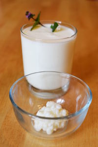 High angle view of dessert on table