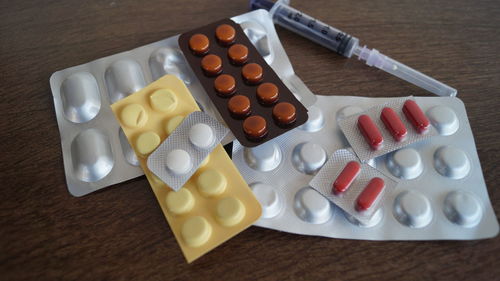 High angle view of breakfast on table