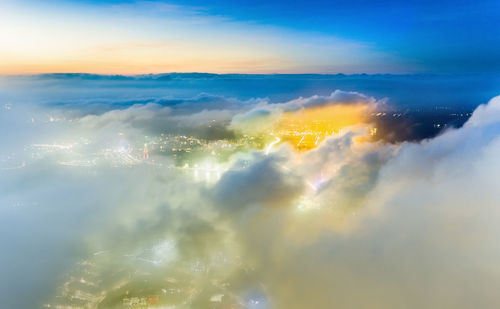 Aerial view of clouds against blue sky