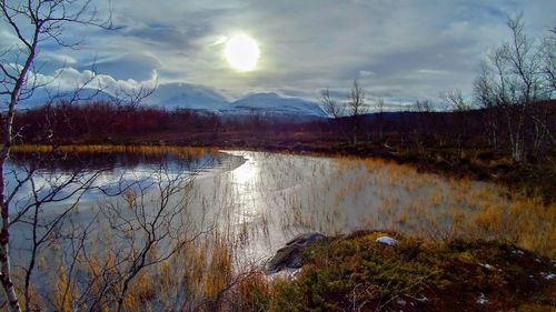 Scenic view of lake against sky