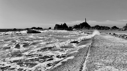 Scenic view of sea against clear sky