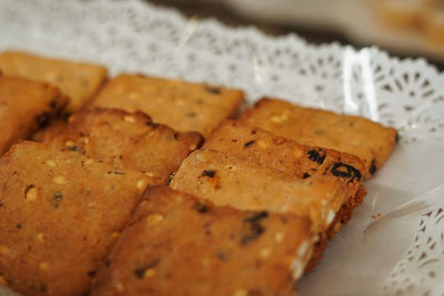 Close-up of bread in plate