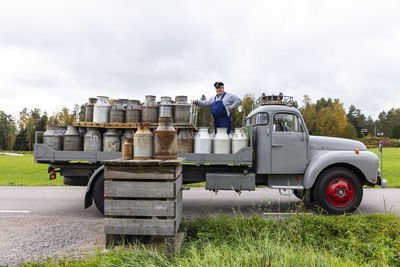 Milk cart park at roadside