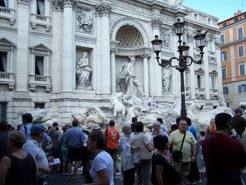 Tourists in front of historic building