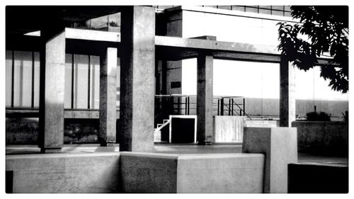 View of building through window