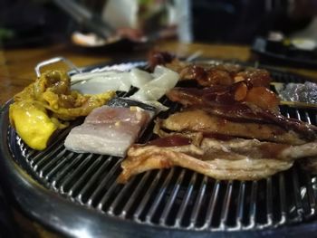 Close-up of meat in plate