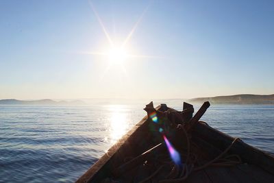 Scenic view of sea against clear sky during sunny day