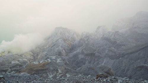 Volcanic crater, where sulfur is mined.