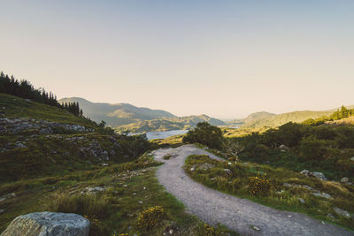 Scenic view of mountains against clear sky