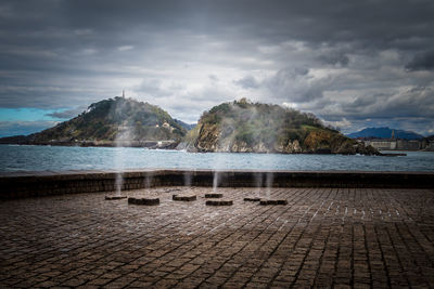 View of sea against cloudy sky