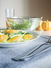 Close-up of fruit salad in plate