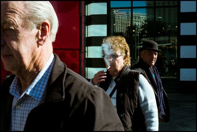 Men sitting in window