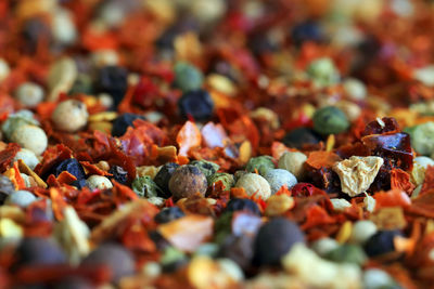 Full frame shot of various spices for sale at street market