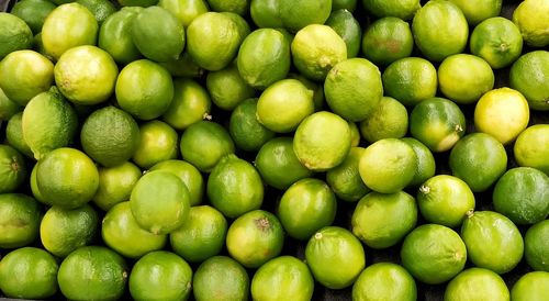 Full frame shot of lemons in market