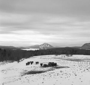 Scenic view of mountains against cloudy sky