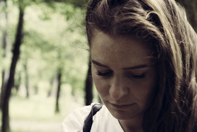 Close-up portrait of a young woman