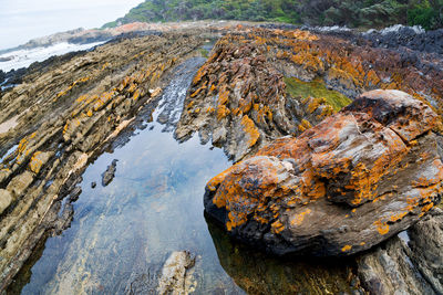 Scenic view of rock formation in water