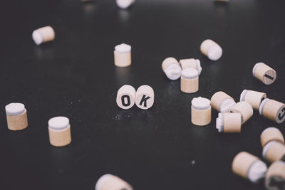 Close-up of pills on table