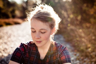 Close-up portrait of young woman