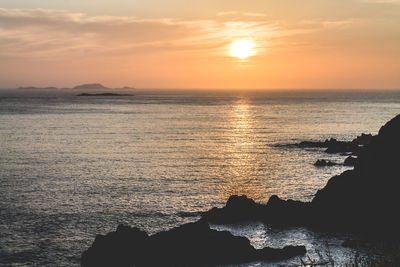 Scenic view of sea at sunset