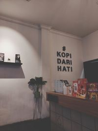 Information sign on table at home