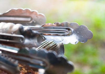 Close-up of serving tongs