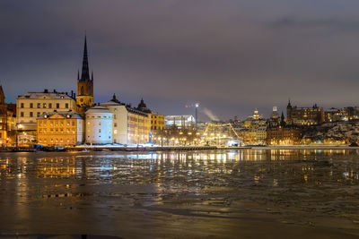 Illuminated city at night