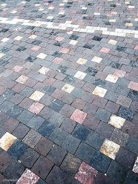 High angle view of cobblestone street