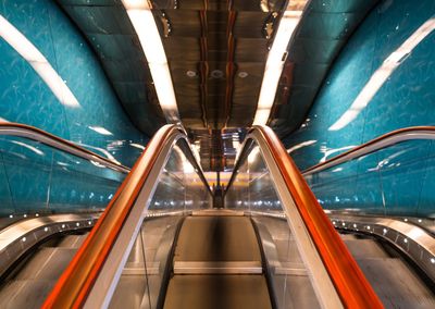 High angle view of escalator